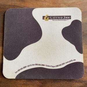 Gateway 2000 Cow Print Computer Mouse Pad Mat Vintage